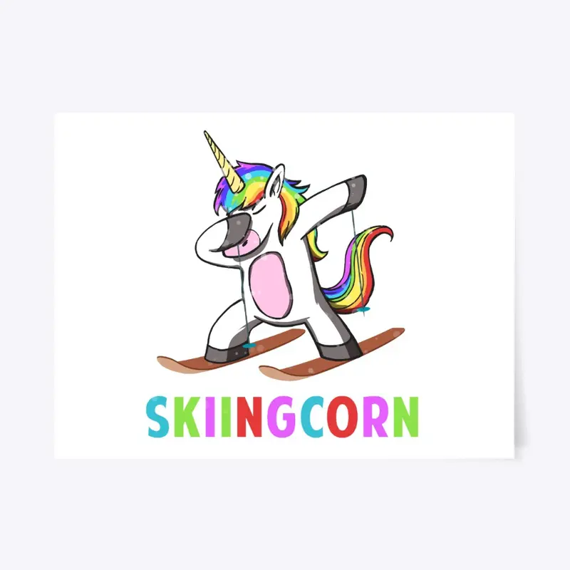 Skiingcorn Skiing Unicorn Dabbing